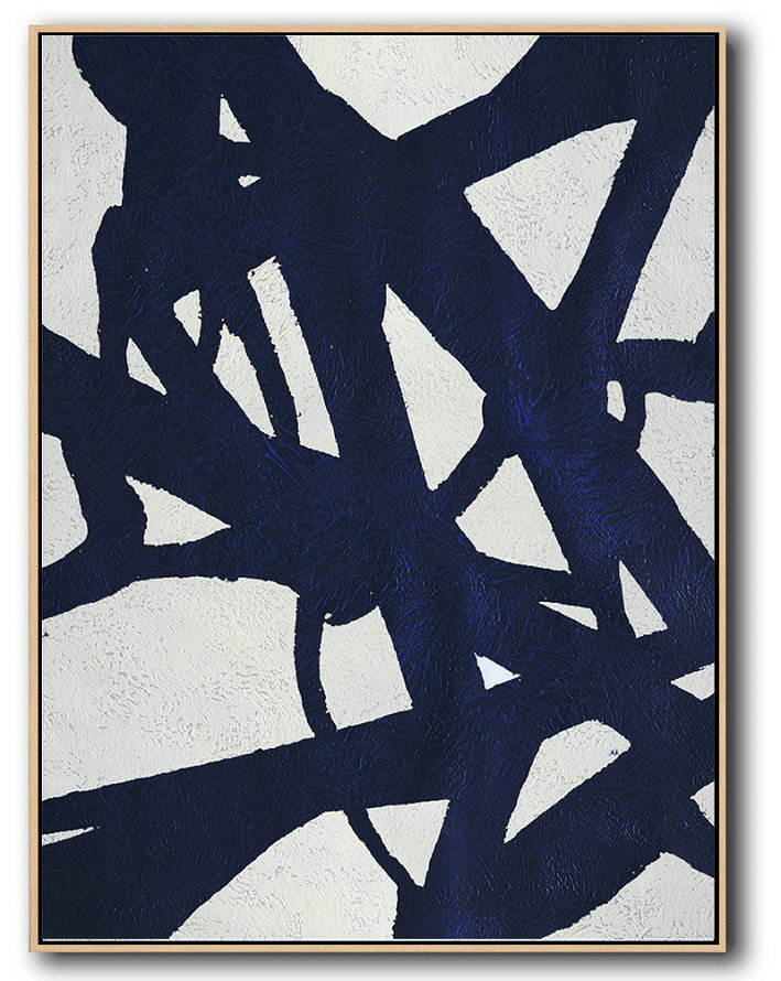 Extra Large Acrylic Painting On Canvas,Buy Hand Painted Navy Blue Abstract Painting Online,Canvas Wall Art Home Decor
